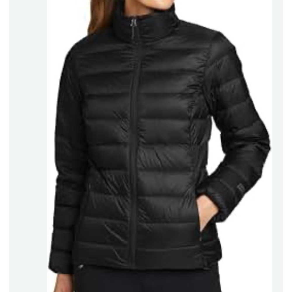 Eddie Bauer Womens size L Black Zip Goose Down EB650 Packable Light Jacket i.